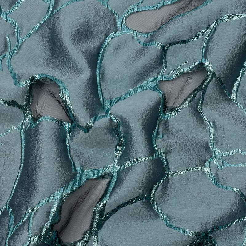 Metallic Light Blue Abstract Luxury Burnout Brocade