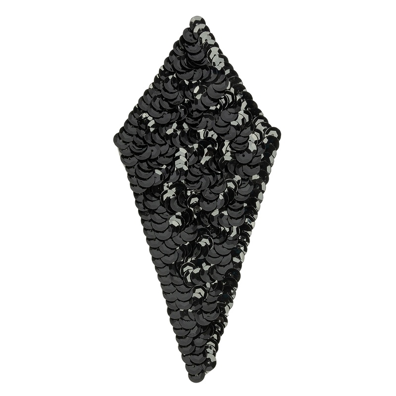 Vintage Black Diamond Sequined Applique – 5.375″ x 2.5″