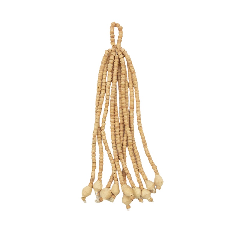 Vintage Natural Wood Beaded Tassel – 3″