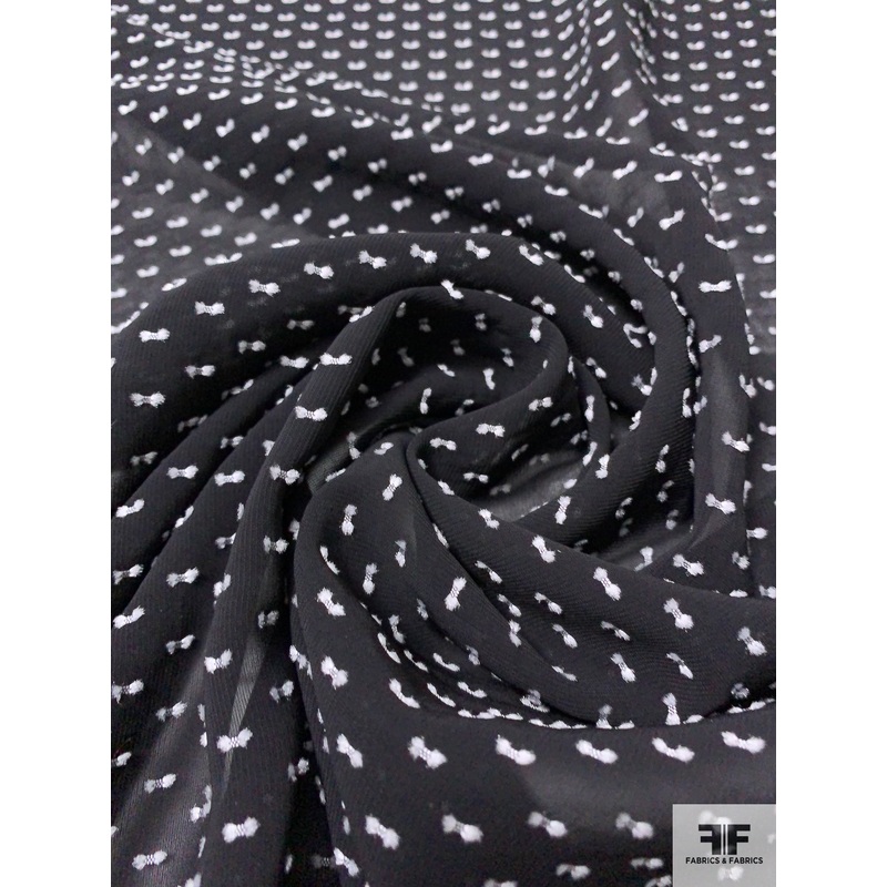 Bow-Tie Clip Rayon Chiffon – Black / White Fabric by the Yard