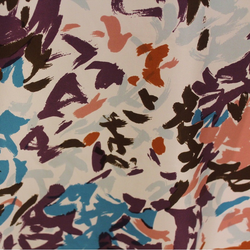 Brushstroke Printed Silk Twill – Multicolor Fabric by the Yard