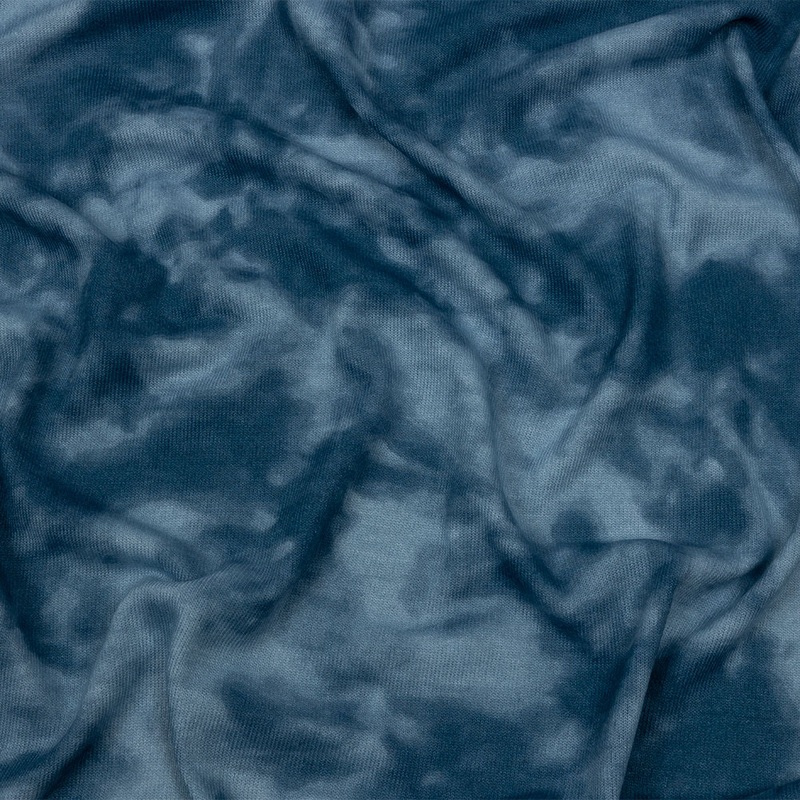 Indigo Tie Dye Stretch Rayon and Polyester Sweater Knit