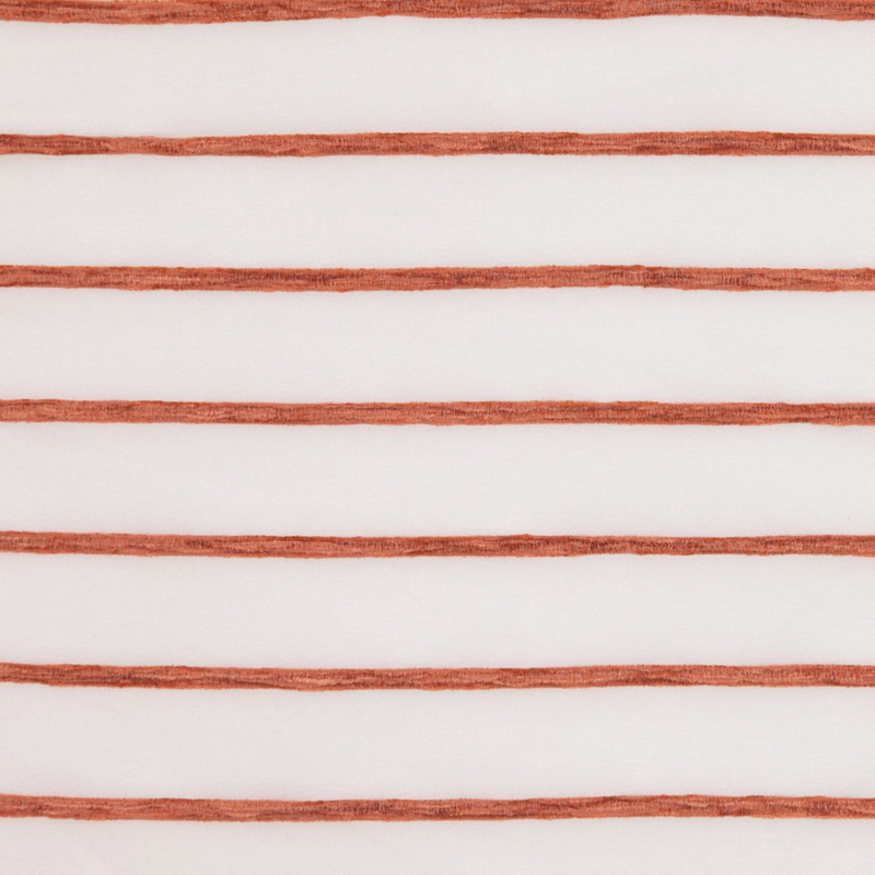 Ivory/Orange Stripes Striped Sheer