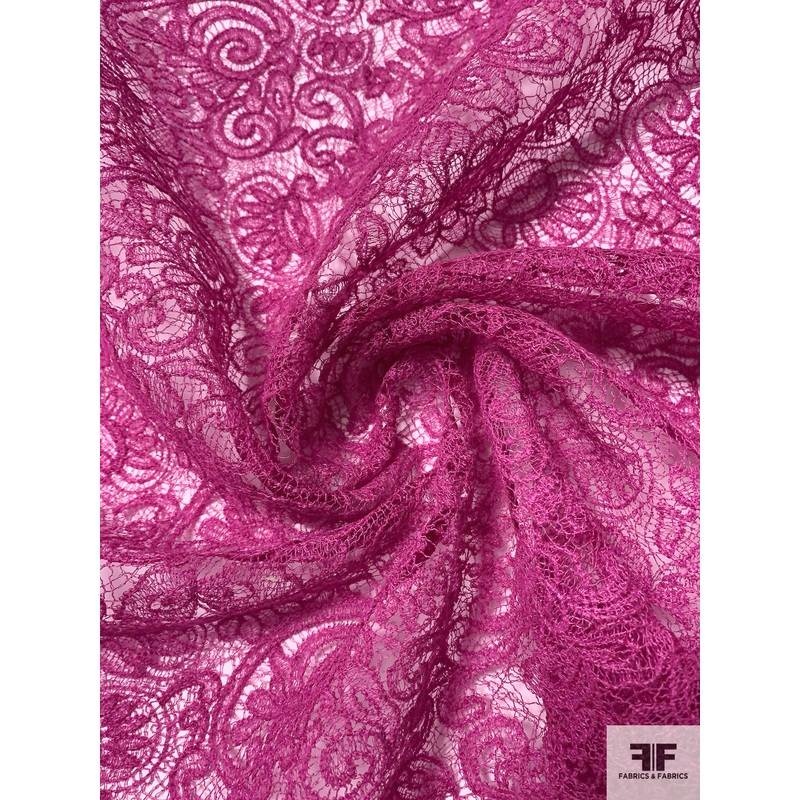 J Mendel Double-Scalloped Novelty Stiff Lace – Magenta Fabric by the Yard