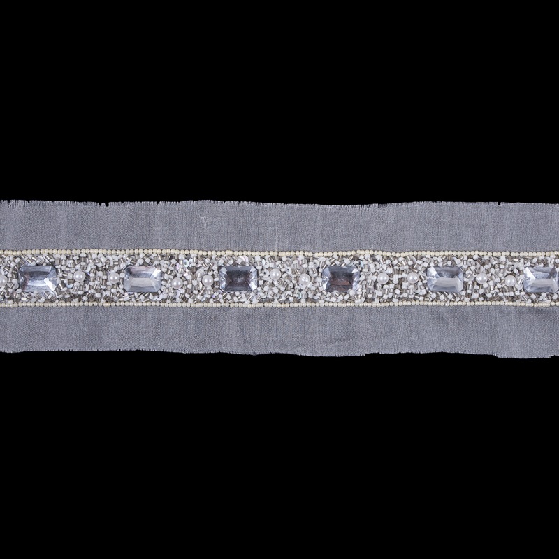 Multi Stone Elaborate Beaded Trim
