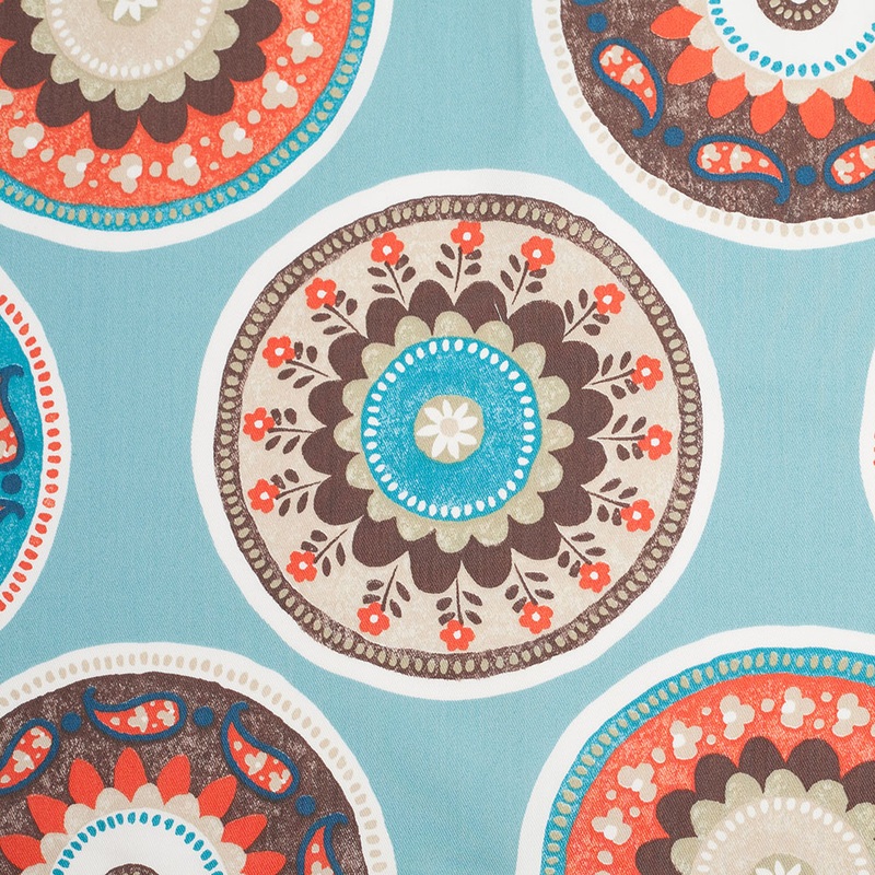 Spanish Blue Medallion Cotton-Polyester Print