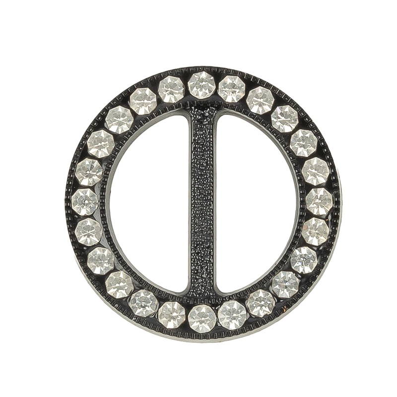 Vintage Crystal Rhinestones and Black Circular Plastic Slider – 1.5″
