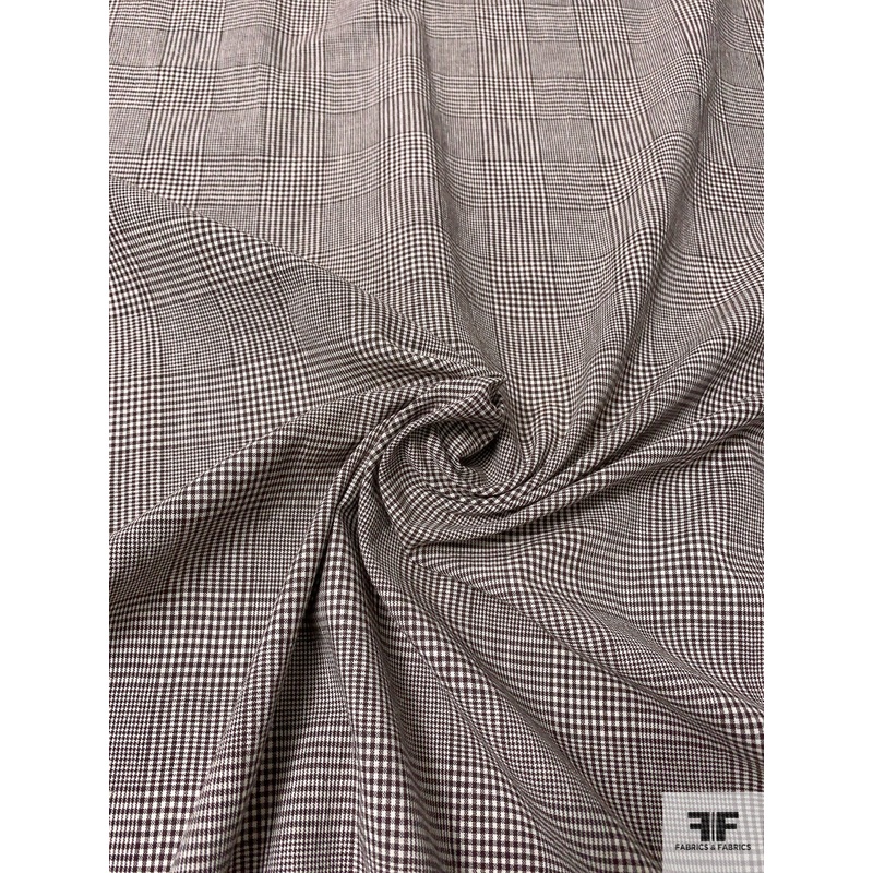 Yarn-Dyed Glen Plaid Cotton Shirting – Brown / Off-White Fabric by the Yard