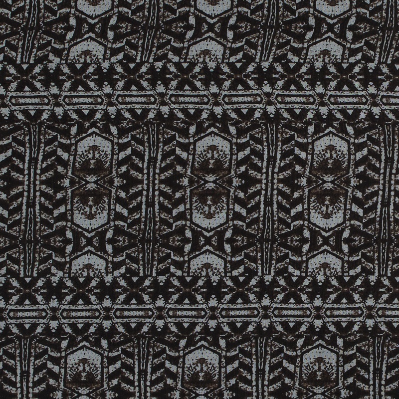 Black Coffee Tribal Printed Silk Chiffon