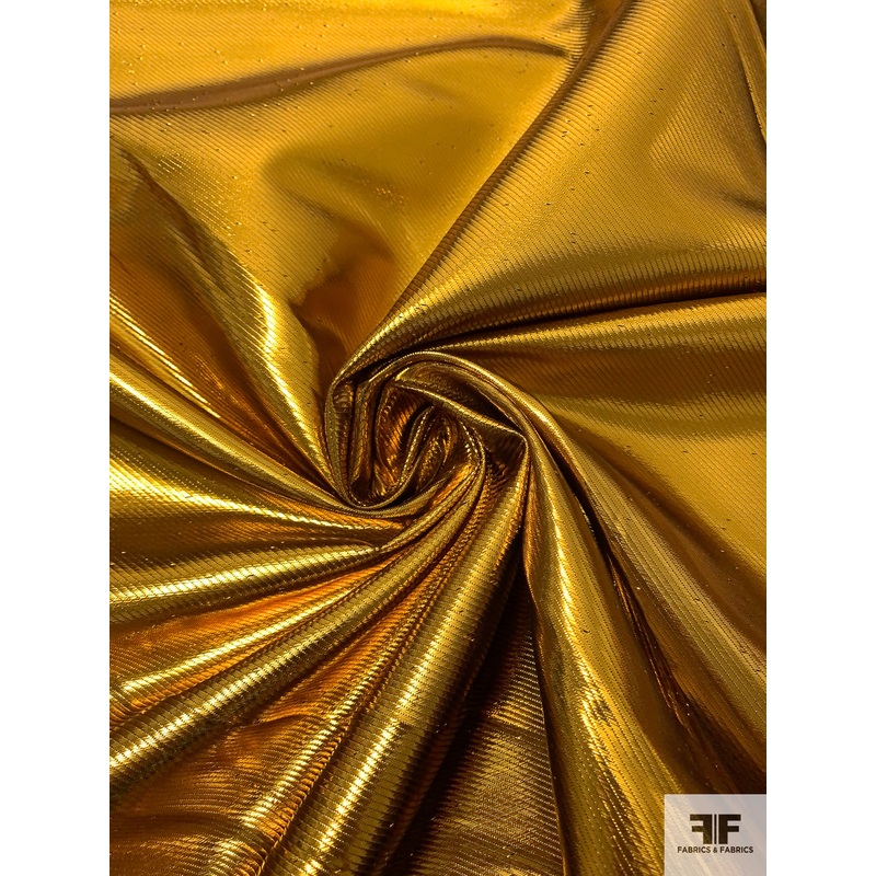 Italian Solid Twill-Weave Lam – Electric Gold Fabric by the Yard