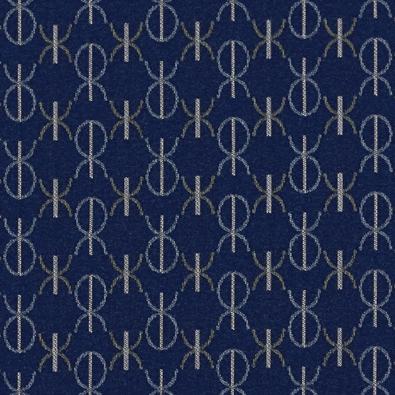 Remnant of Mayer Monogram Indigo Upholstery Fabric Order Product 1
