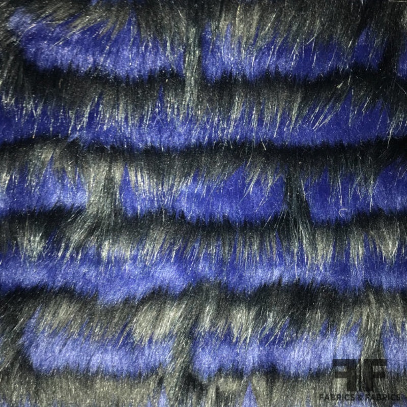 Striped Faux Fur – Blue/Black Fabric by the Yard