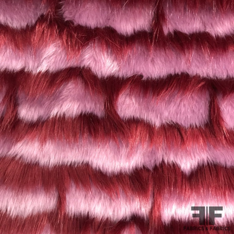 Striped Faux Fur – Purple/Maroon Fabric by the Yard