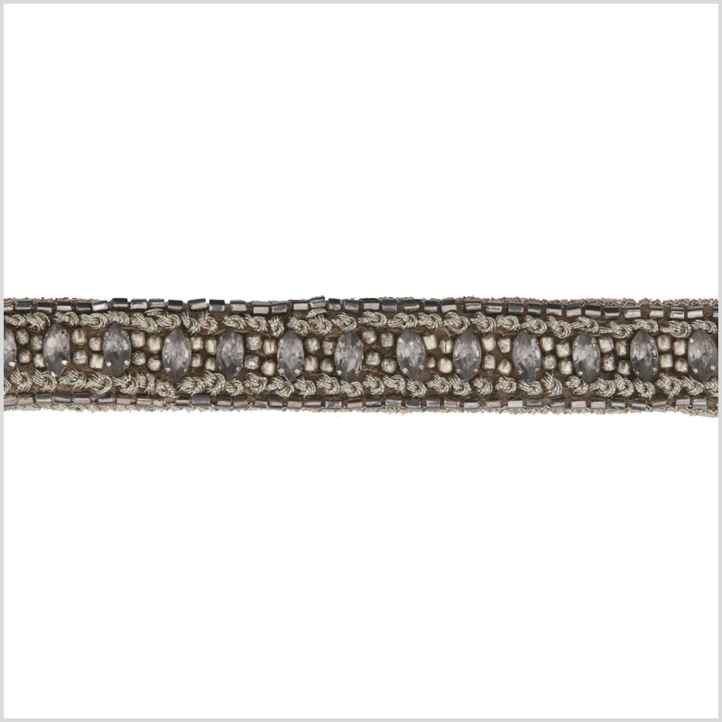 0.75″ Gunmetal/Bronze Beaded Rhinestone Trim