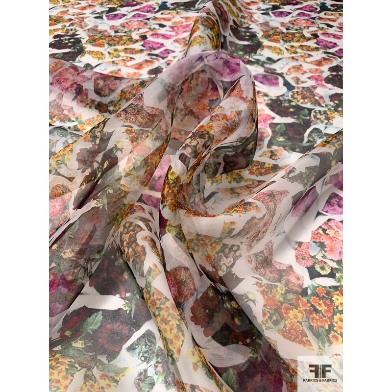 Adam Lippes Signature Flower Bouquets Printed Silk Organza – Multicolor Fabric by the Yard