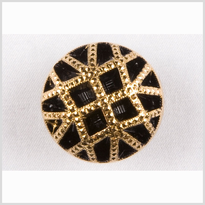 Black and Gold Studded Glass Shank Back Button – 36L/23mm