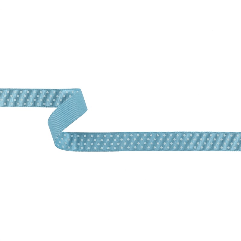 Dusk Blue and White Polka Dots Grosgrain Ribbon – 0.625″