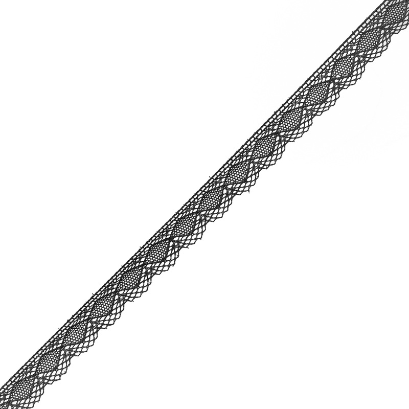 European Black Crochet Lace Cotton Trim with Scalloped Edge – 3/4″