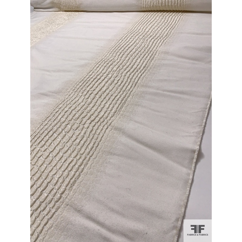 Italian Textured Double Border Pattern Novelty Brocade – Cream Fabric by the Yard