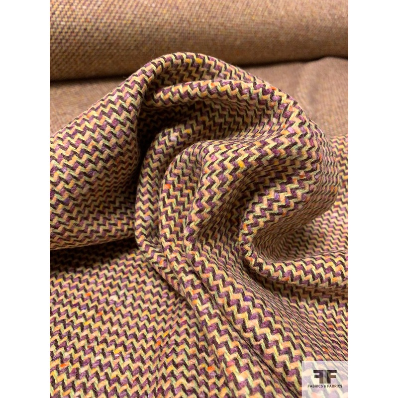 Italian Wool Blend Jacket Weight – Orchid Purple / Lime / Orange Fabric by the Yard