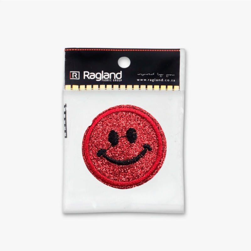 Motif Iron On Badge – SMILEY RED