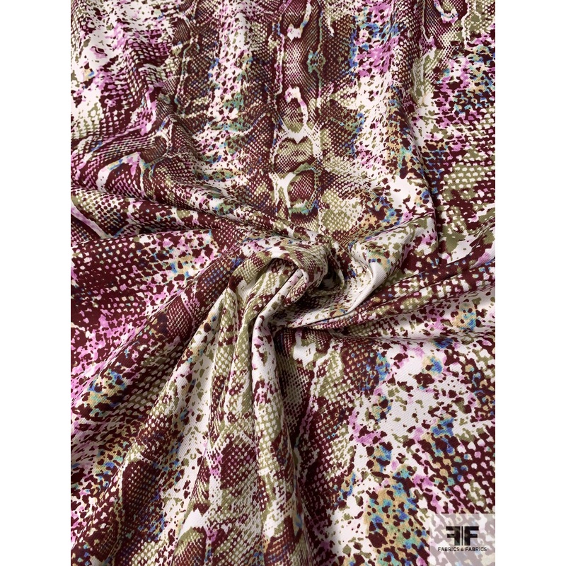Reptile Printed Stretch Cotton Twill – Brown / Olive Green / Multicolor Fabric by the Yard