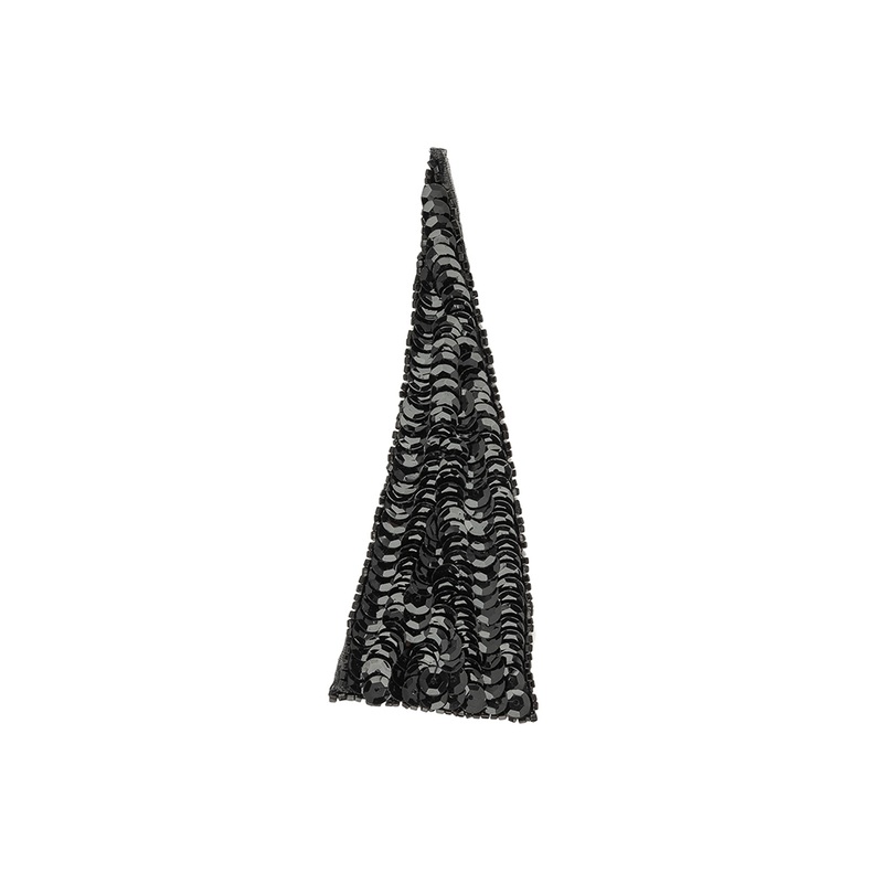 Vintage Black Sequins and Beads Triangle Applique – 4.875″ x 1.875″