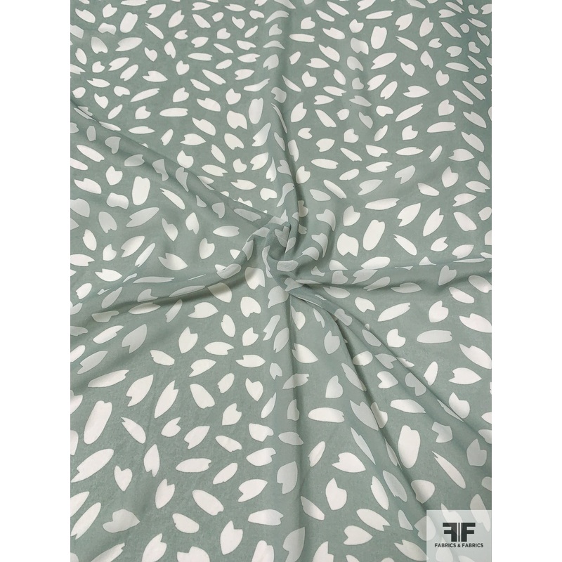 Animal-Like Pattern Printed Polyester Chiffon – Dusty Sage / White Fabric by the Yard