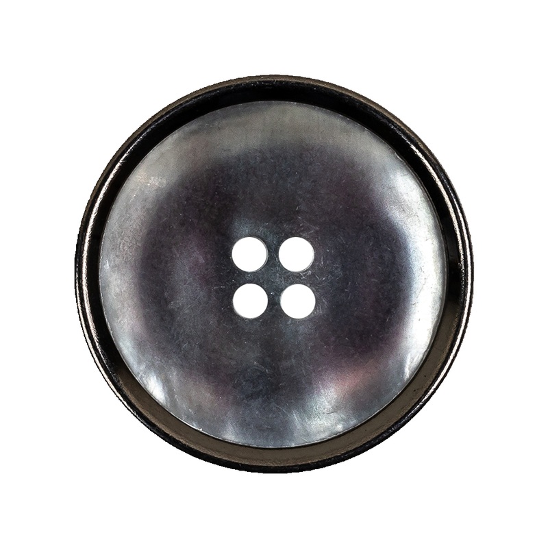 Italian Iridescent Gray 4 Hole Button with Gunmetal Rim – 44L/28mm