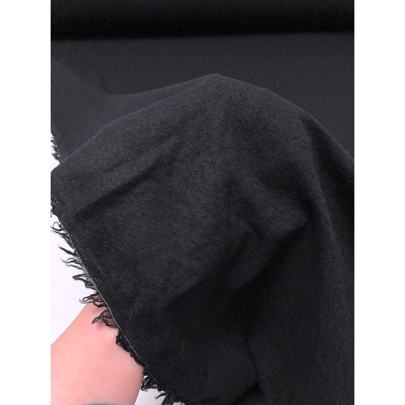 Made in Japan Brushed Lightweight Wool-Cotton Gabardine Jacket Weight – Black Fabric by the Yard
