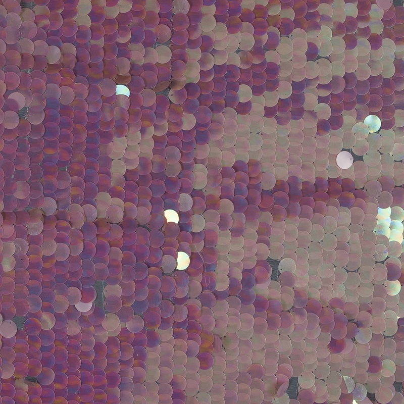 Mesh with Circle Paillette Sequins – Pink on White