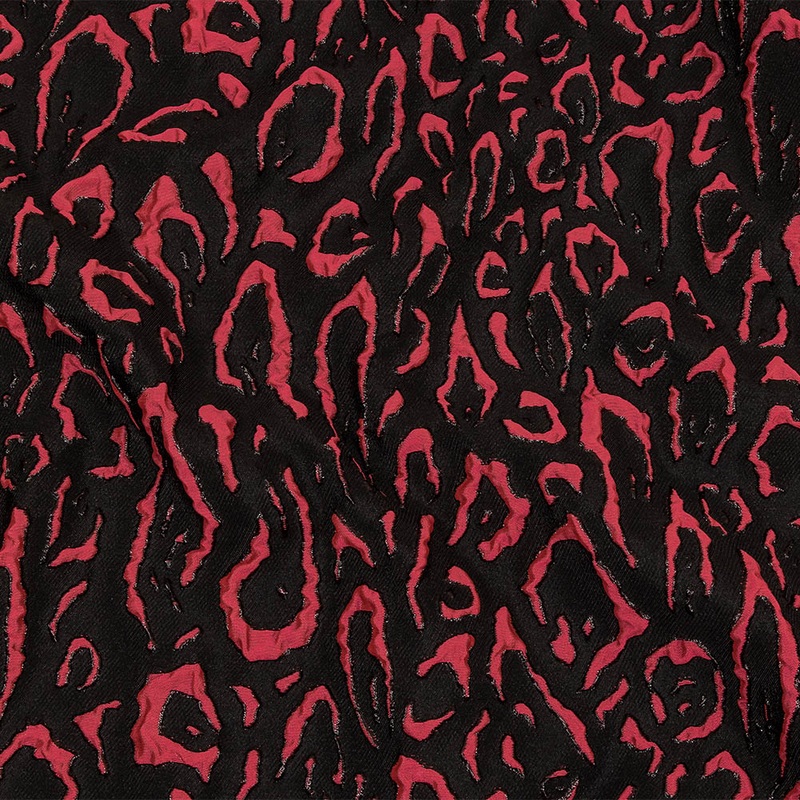 Metallic Black and Hot Pink Animal Spots Luxury Brocade