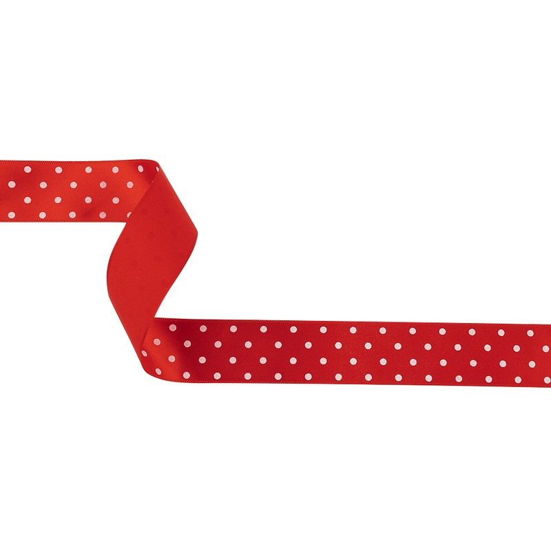 Red and White Polka Dots Satin Ribbon – 1″