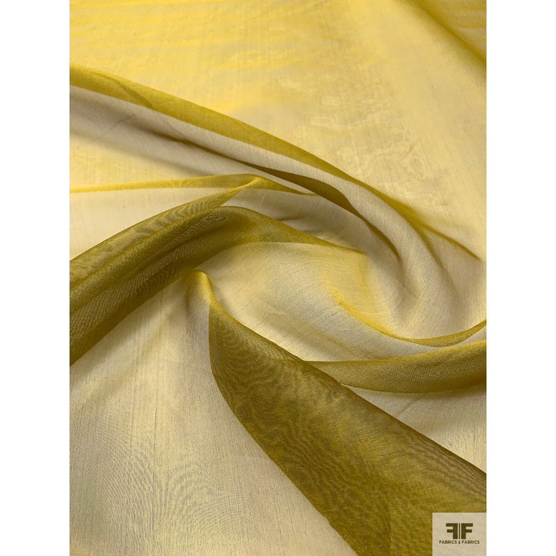 Solid Metallic Silk Organza – Antique Yellow Gold / Black Fabric by the Yard