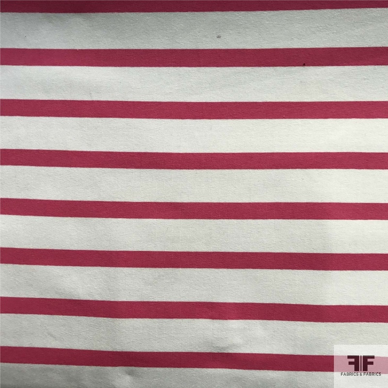 Stripe Printed Rayon Spandex Knit – Pink & White Fabric by the Yard