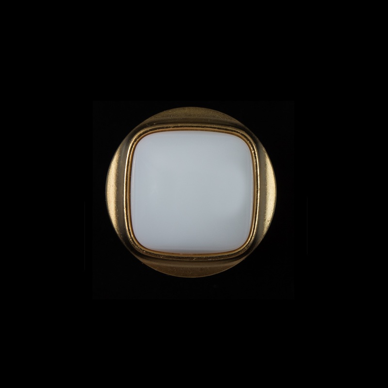 White and Gold Plastic Shank-Back Button – 28L/18mm