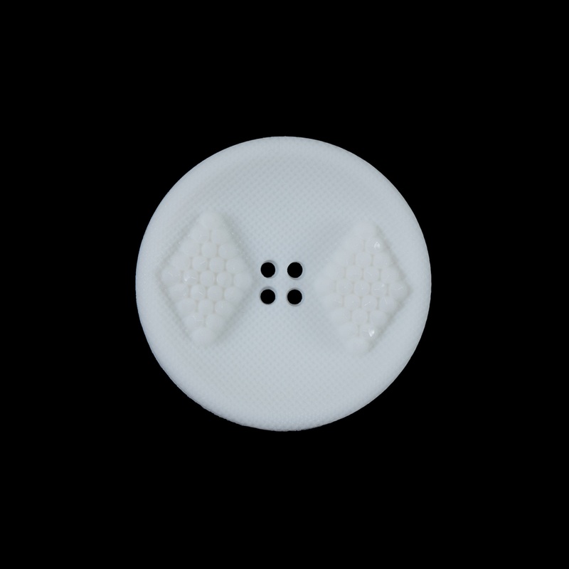 White Raised Textured 4-Hole Button – 36L/23mm