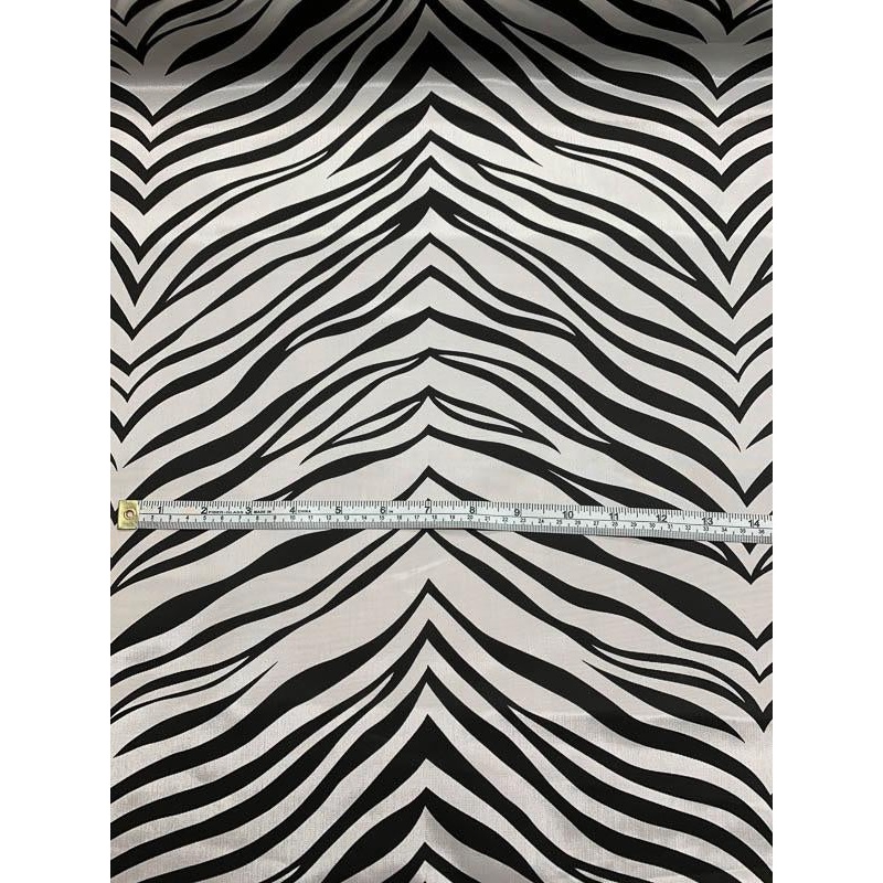 Zebra Printed Poly Nylon Faille – Black / White Fabric by the Yard