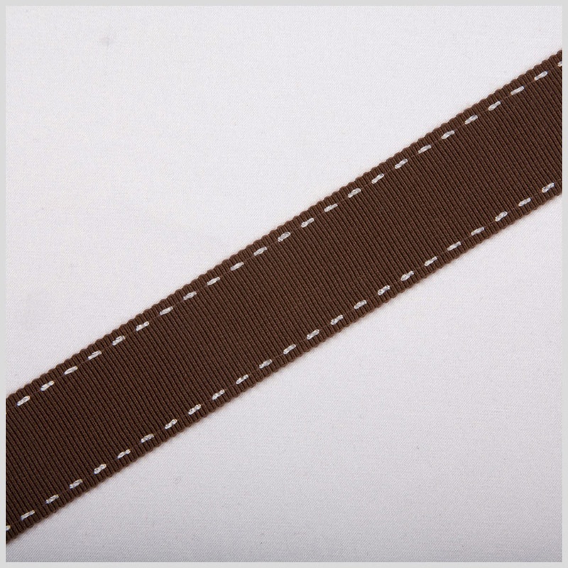 7/8″ Brown Stitched Grosgrain Ribbon