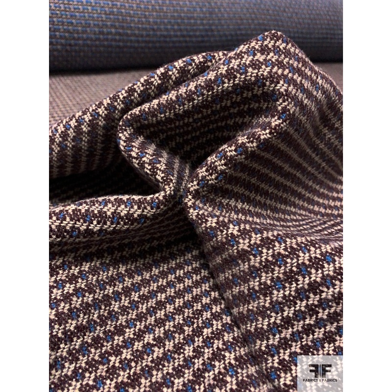 Italian Timeless Wool Blend Jacket Weight – Brown / Sand / Blue Fabric by the Yard