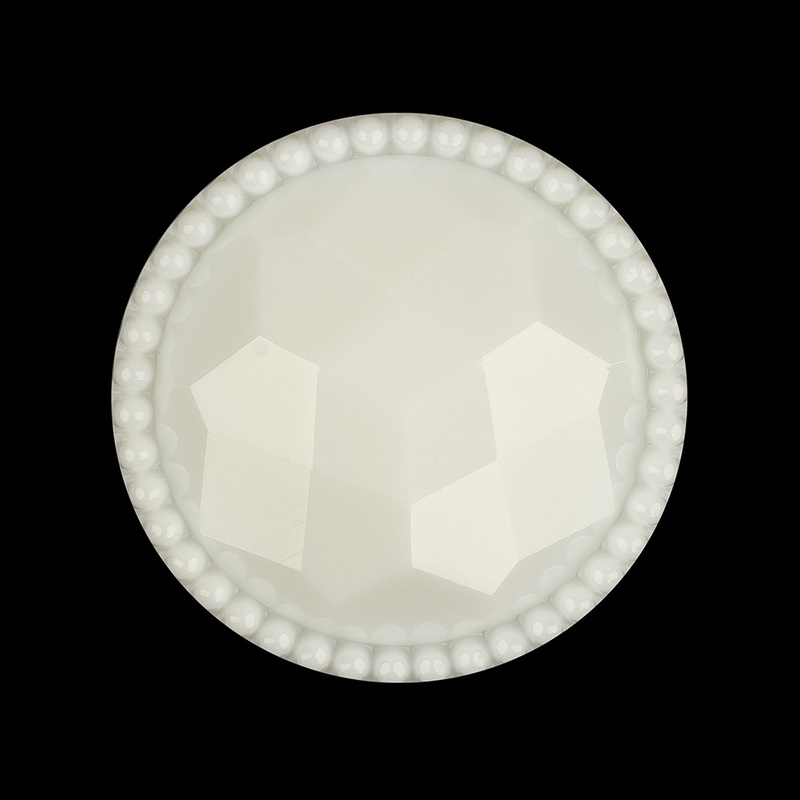 Italian White Faceted Decorative Shank Back Button – 44L/28mm