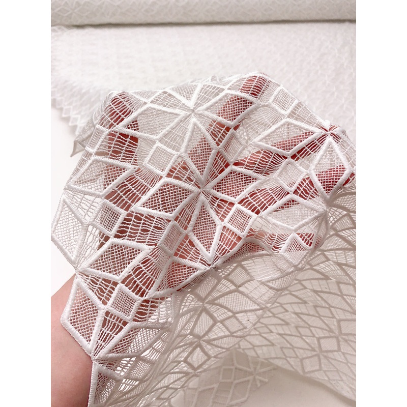 Star Lattice Guipure Lace – Off-White Fabric by the Yard