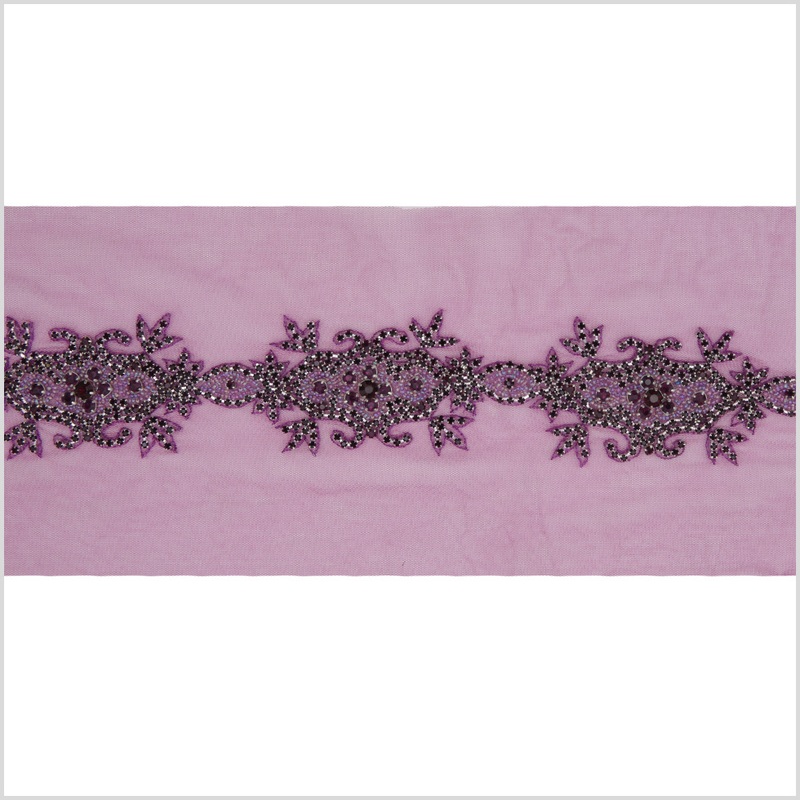 2.5″ Purple Fancy Beaded Rhinestone Trim