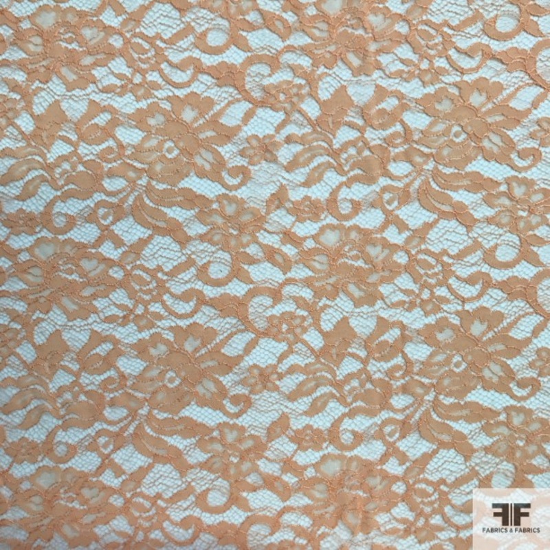 Double Scalloped Leavers Lace – Pale Orange Fabric by the Yard
