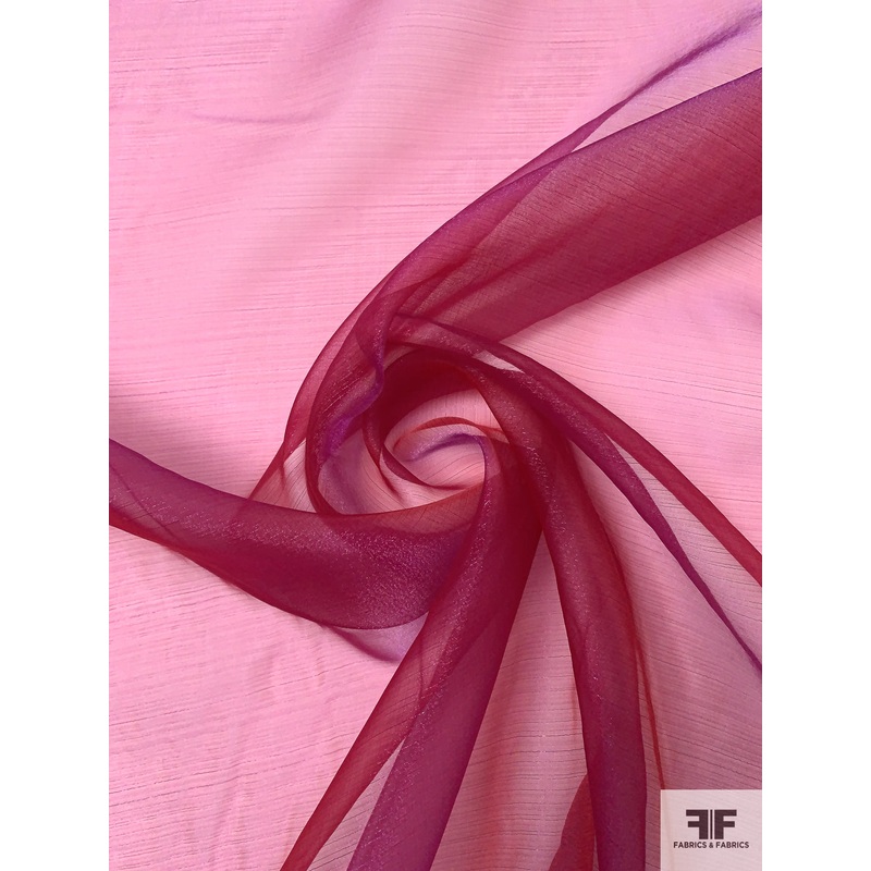 French Shimmer Iridescent Polyester Blend Organza – Magenta Fabric by the Yard