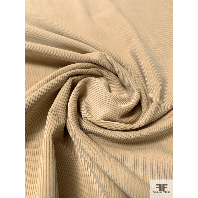 Italian Solid Cotton Corduroy – Tan Fabric by the Yard