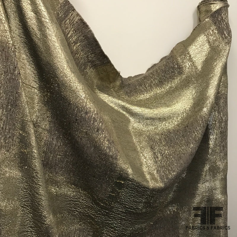 Large Scale Windowpane Metallic Wool Blend Tweed – Brown Fabric by the Yard