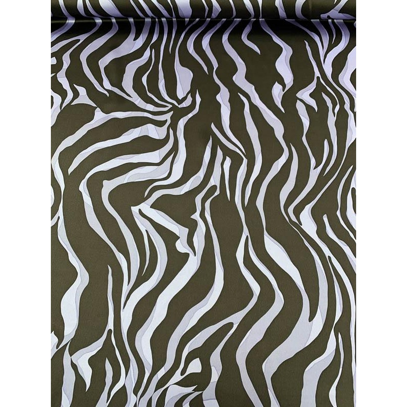 Zebra Pattern Printed Silk Charmeuse – Periwinkle / Black Fabric by the Yard