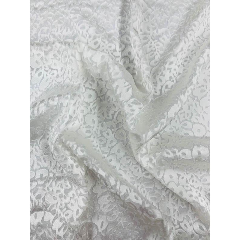 Floral Fil Coup Polyester Chiffon – Off-White Fabric by the Yard