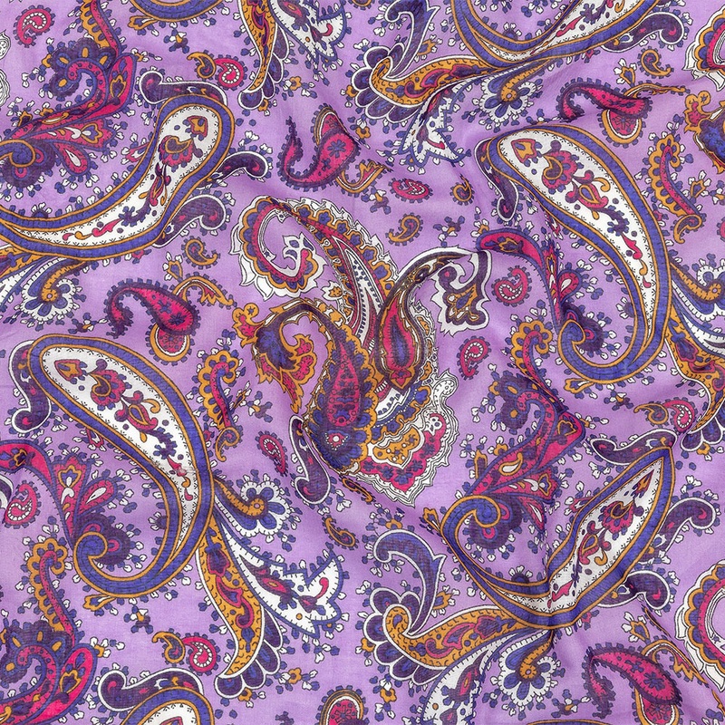 Gauzy Cotton Voile – Lilac, Cobalt and Pink Paisley – Deadstock